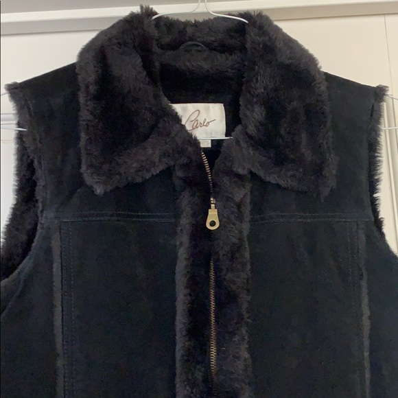 Suede vest with faux fur black - Picture 2 of 8